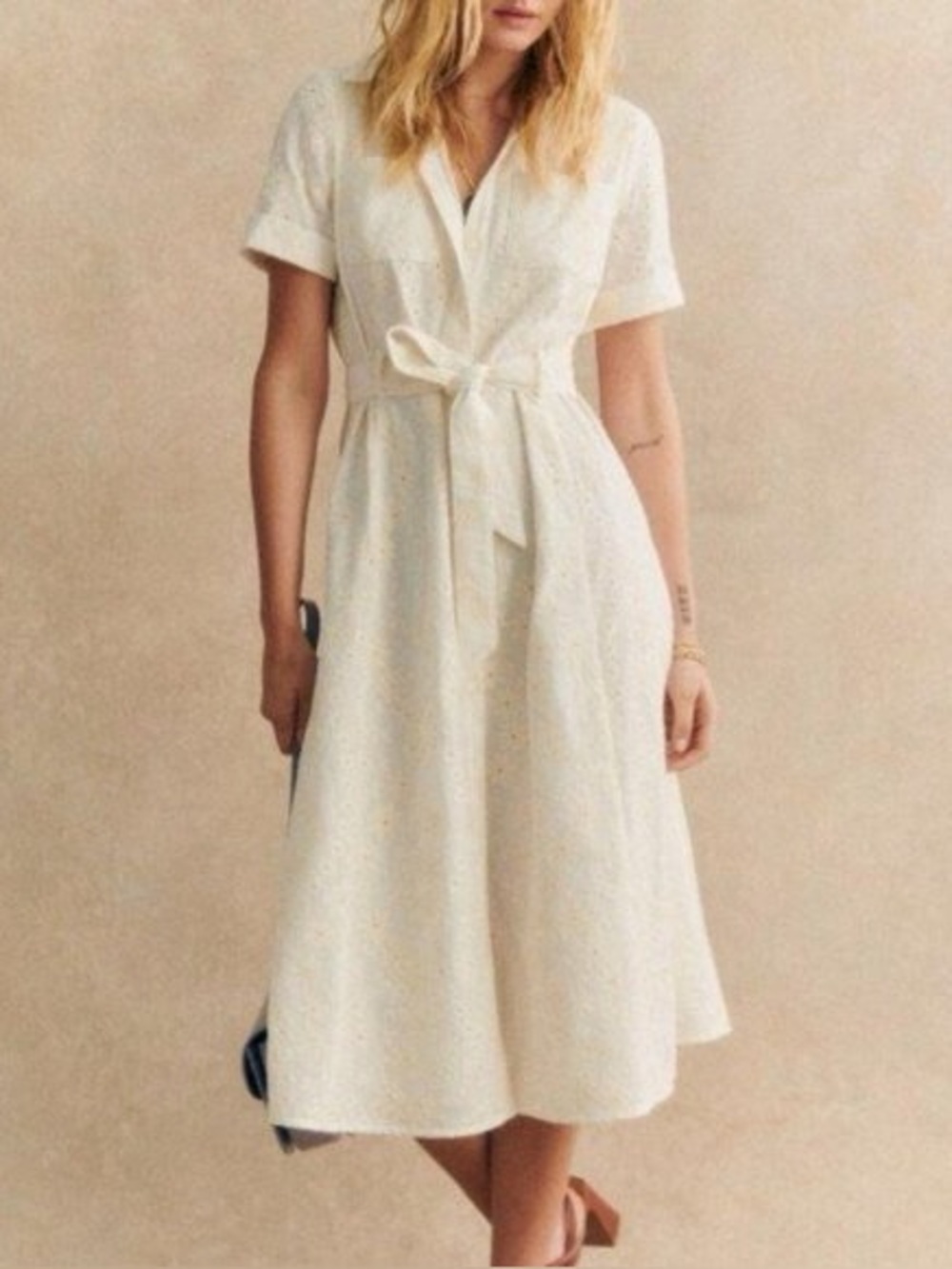 Sezane Adele Floral Eyelet Embroidered Midi Dress